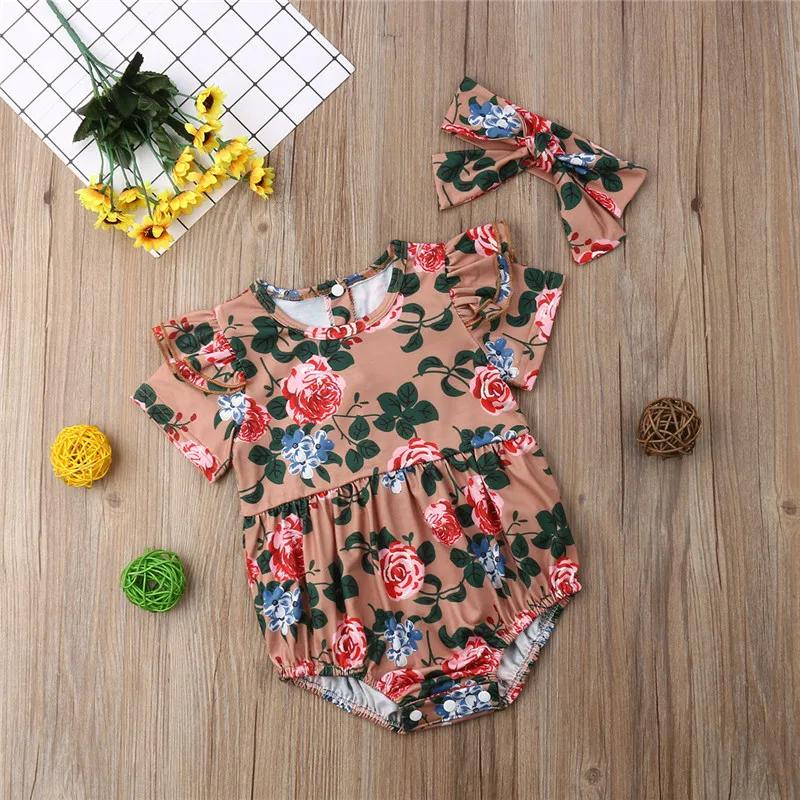 Pudcoco/забавные боди с цветочным рисунком для новорожденных девочек одежда