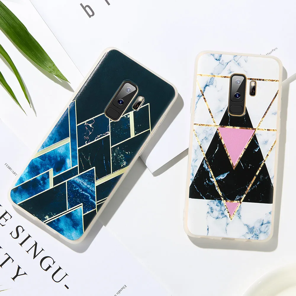 KISSCASE геометрический мраморный чехол для телефона Samsung Galaxy S9 S8 Note 9 8 S7 мягкий TPU A5 J3