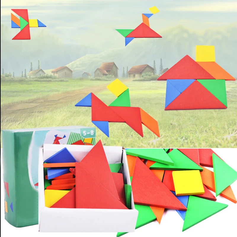 32 шт./компл. детская деревянная игрушка Tangram развивающая головоломка тетрис игра |