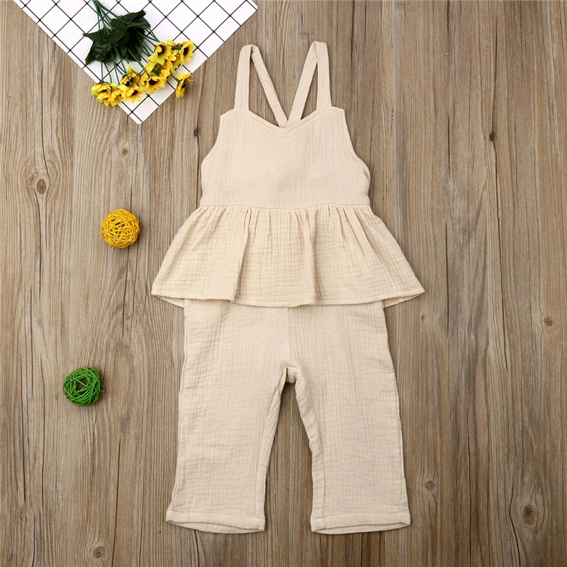 

toddler baby girl cotton clothes set 2pcs Toddler Kids Baby Girl Clothes Ruffle Romper Jumpsuit Bodysuit Outfit Sunsuit