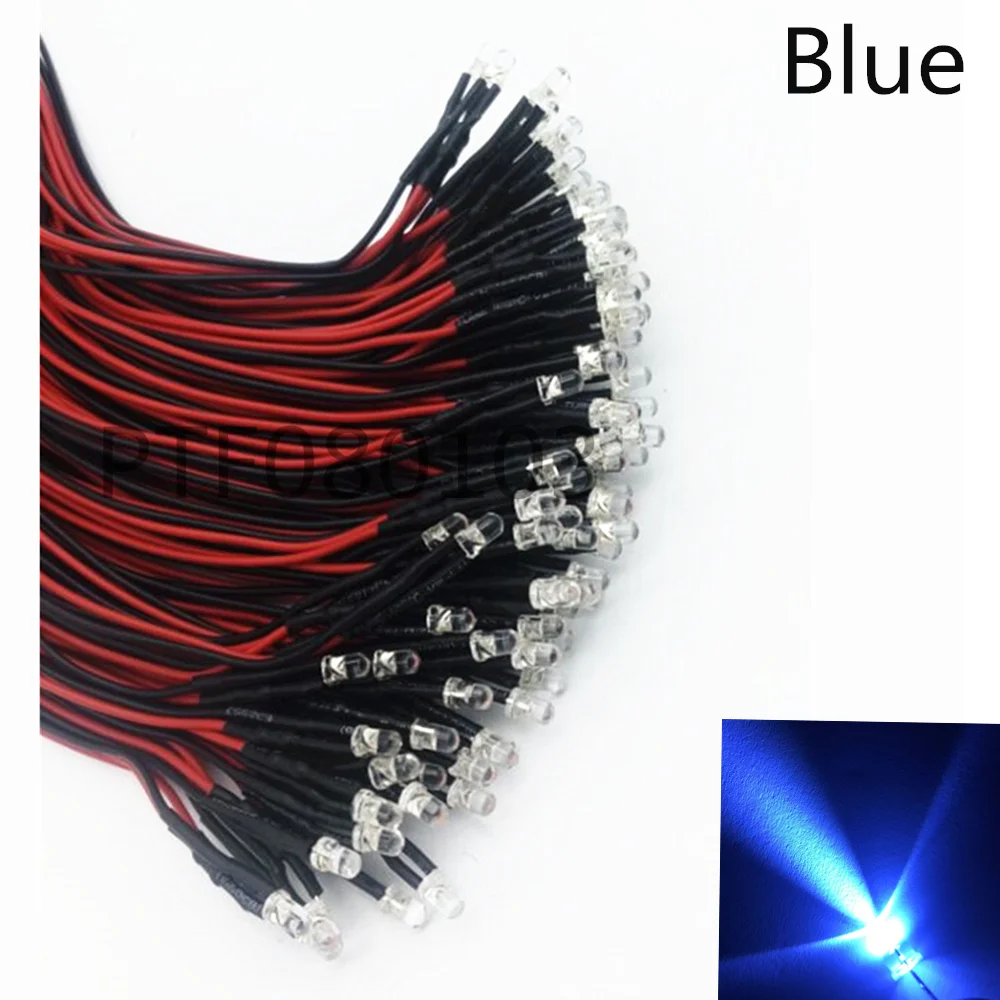 100pcs lot 20cm Pre Wired 3mm 5mm LED Light Lamp Bulb Prewired Emitting Diodes For DIY Home Decoration DC12V | Лампы и освещение