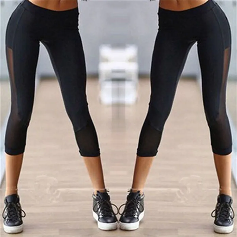 Новинка женские штаны для фитнеса леггинсы стрейчевые тонкие сетчатые лоскутные