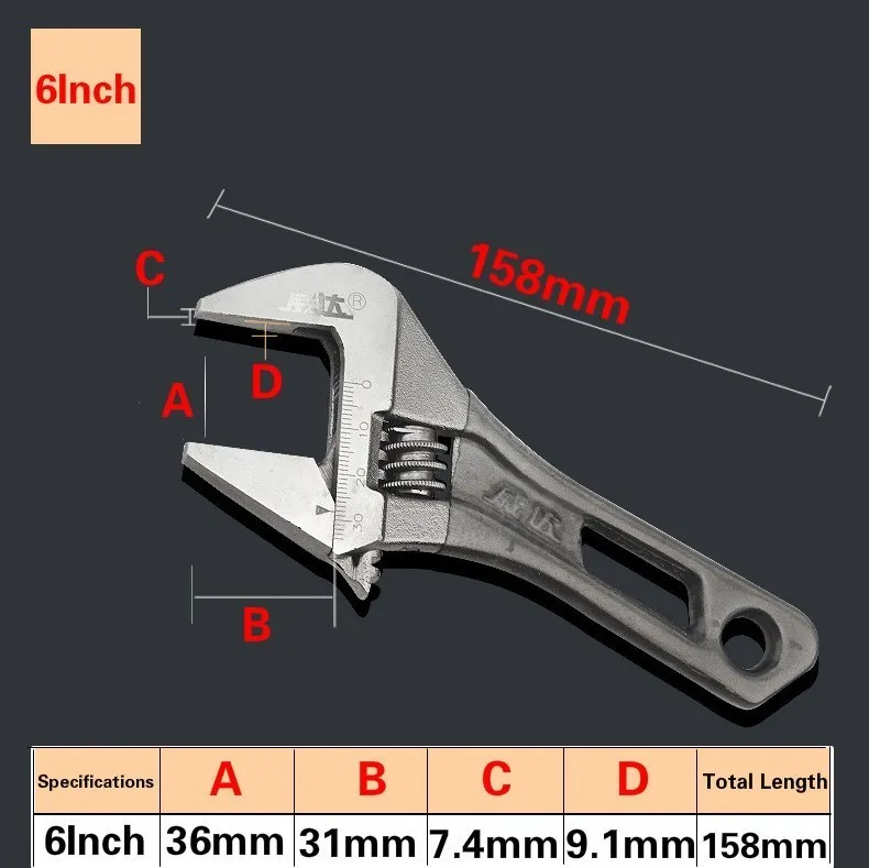 Регулируемый мини гаечный ключ 1 шт. 4 &quot/5&quot/6 &quot/8&quot универсальный ручные
