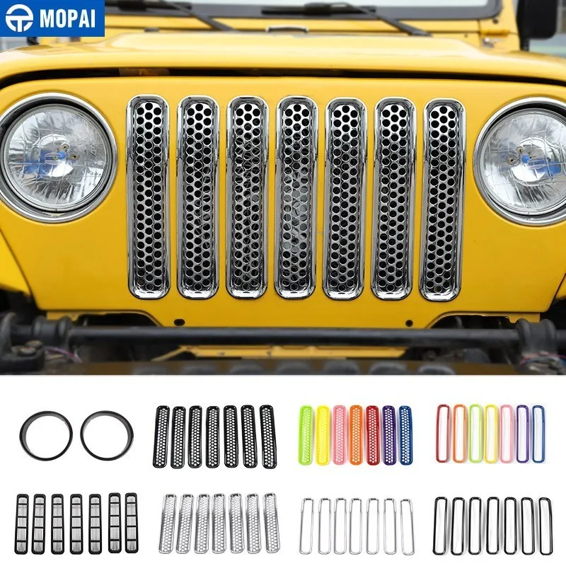 MOPAI гоночные грили для Jeep Wrangler 1997 2006 Автомобильная передняя фара решетка