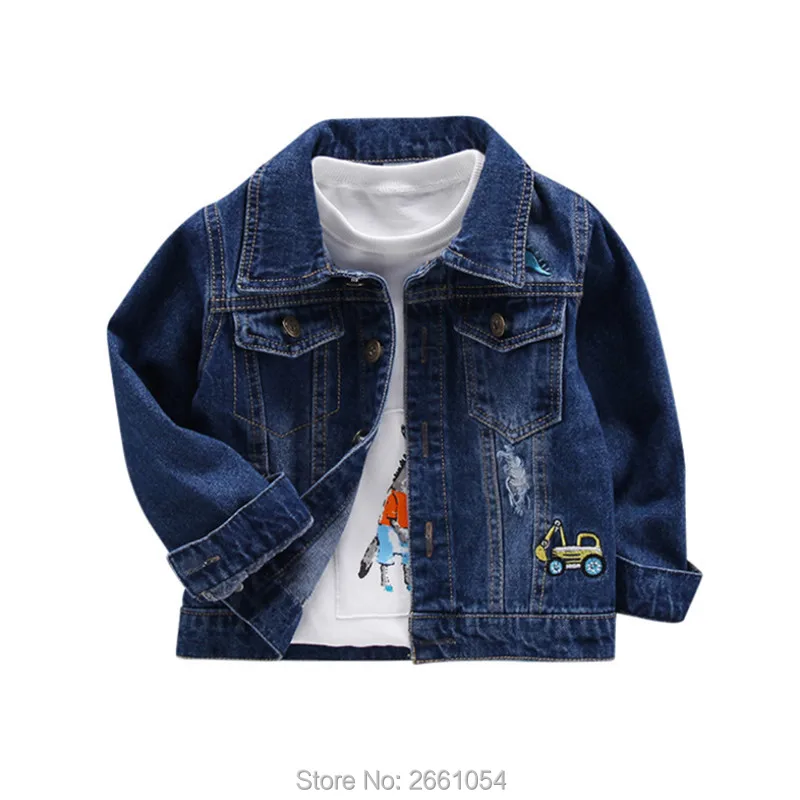 2021 Spring Children's Jacket Denim Boys Broken Hole Jean Jackets Kids Clothing Baby Coat Casual Cartoon Letter Outerwear |