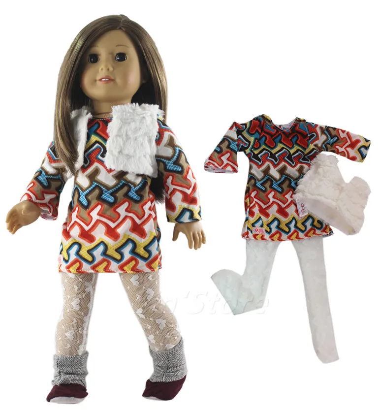 6 шт. в комплекте Одежда для кукол наряд пальто + платье колготки сумка очки