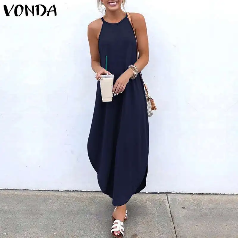 Платье VONDA женское длинное с открытой спиной без рукавов на бретельках|Женские
