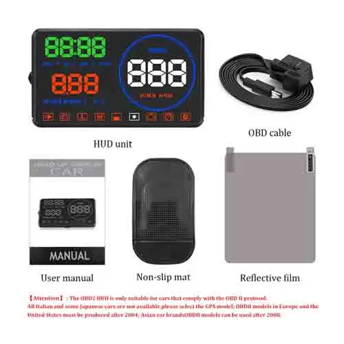 Head Up Display Car Windscreen M9 Speedmeter Driver's Safety Warning System Projector 5.5'⟊r HUD OBD2 | Автомобили и
