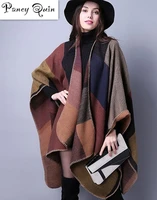 brand women shawl super thick warm winter plaid scarf shawl poncho cashmere scarf winter female poncho soft bufandas