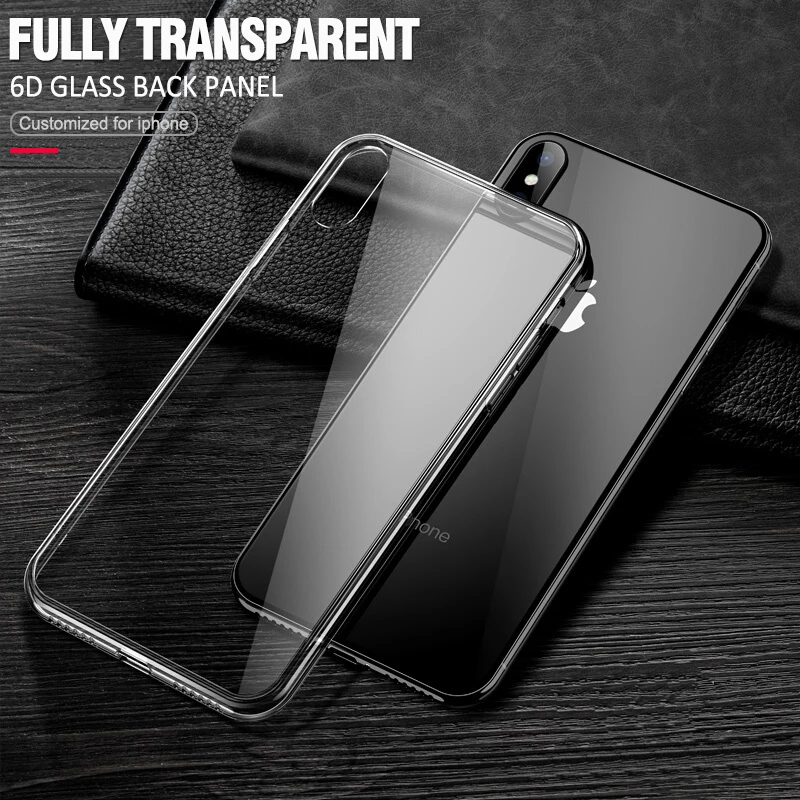 Роскошный стеклянный чехол для iPhone XS MAX XR X 10 ультра тонкий прозрачный Xs с мягким