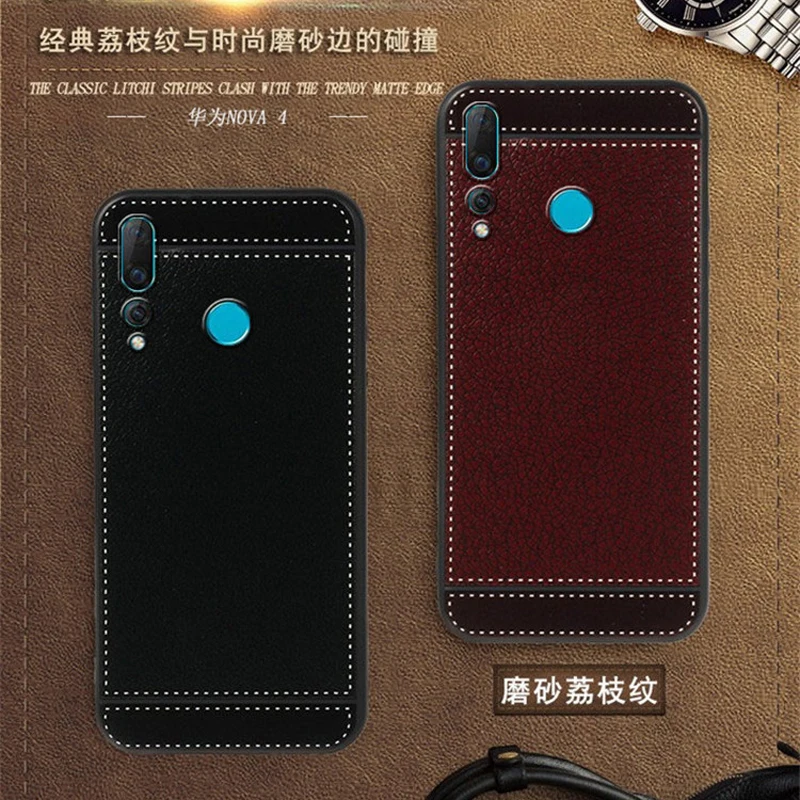 ISecret Funda для Huawei Nova 4 Nova4 женский кожаный чехол 6,4 мягкий черный силиконовый чехол для Huawei Nova 4 роскошный чехол