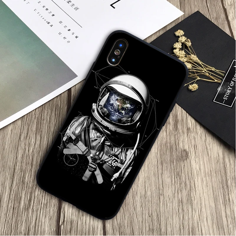 Космос Луна милые кошки черный черных чехол для телефона из мягкого силикона ТПУ