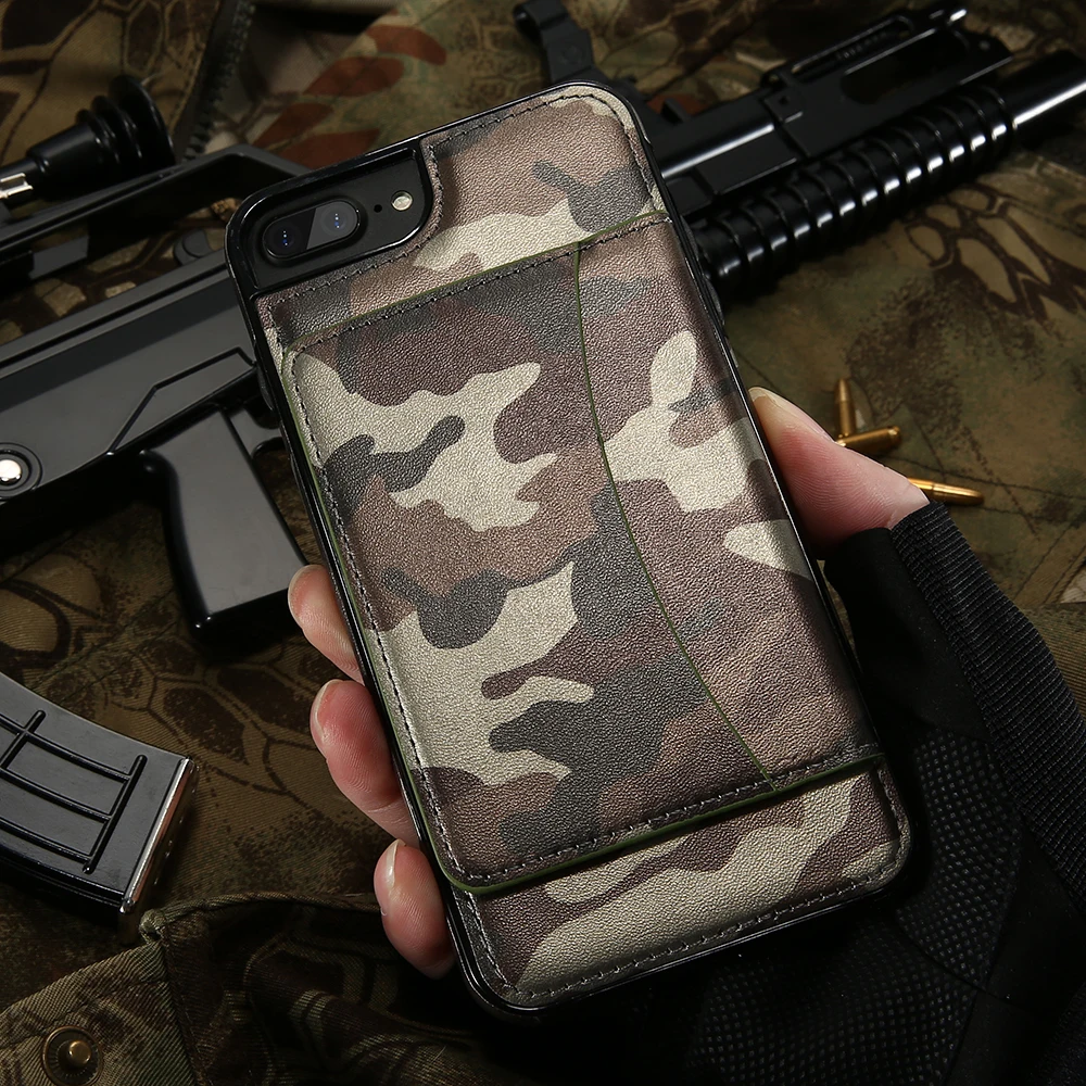 KISSCASE камуфляжная кобура для iPhone 6 6s 7 8 Plus из искусственной кожи слот карт откидной