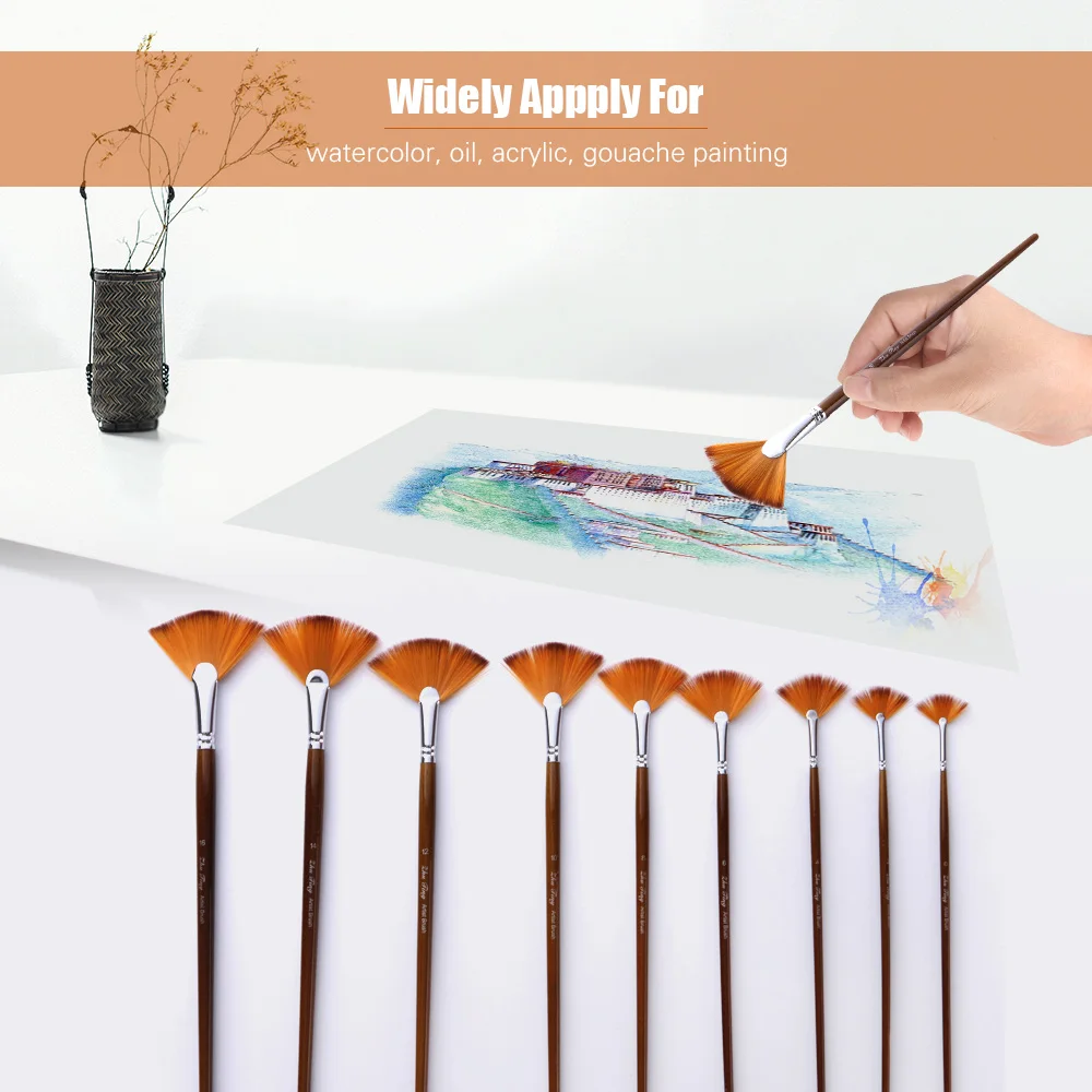 9 шт Веерная кисть для рисования набор мягкая нейлоновая окрашивания волос
