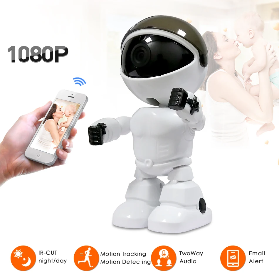 Беспроводная ip камера HD 1080 P робот Wifi ночного видения 2MP Домашняя безопасность