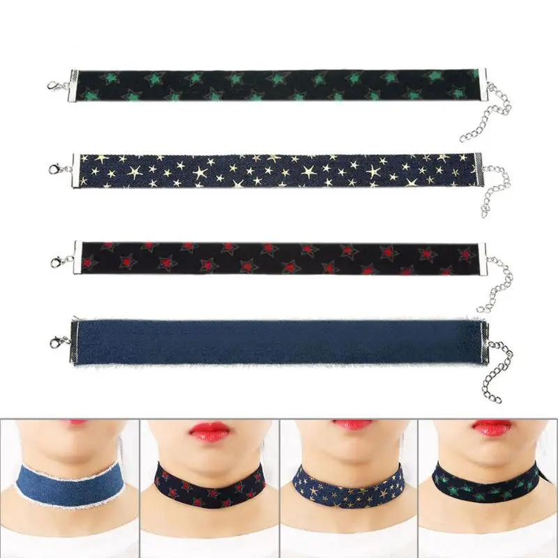 Джинсовый чокер ожерелье для женщин джинсы ручной работы | Украшения и