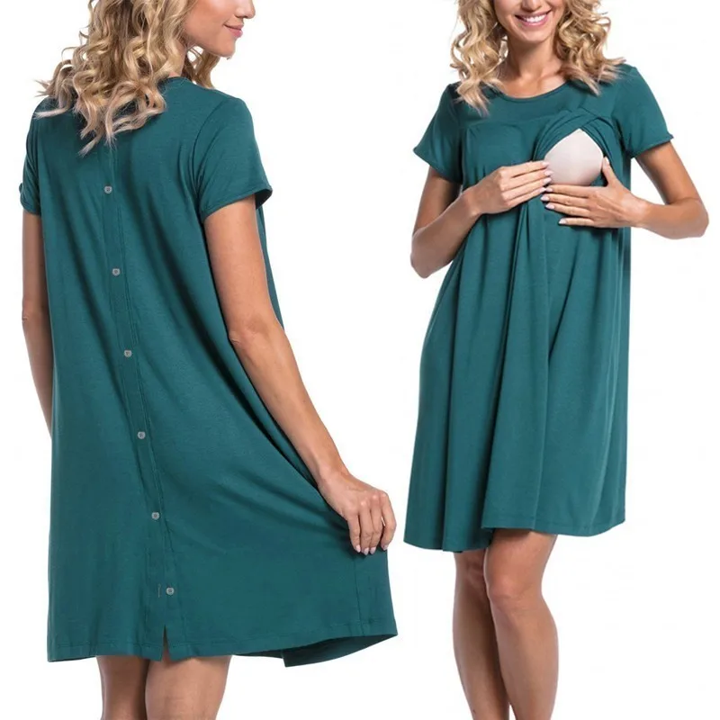 Casual pregnant women breastfeeding dress clothes solid ladies feeding women's dresses home service | Мать и ребенок
