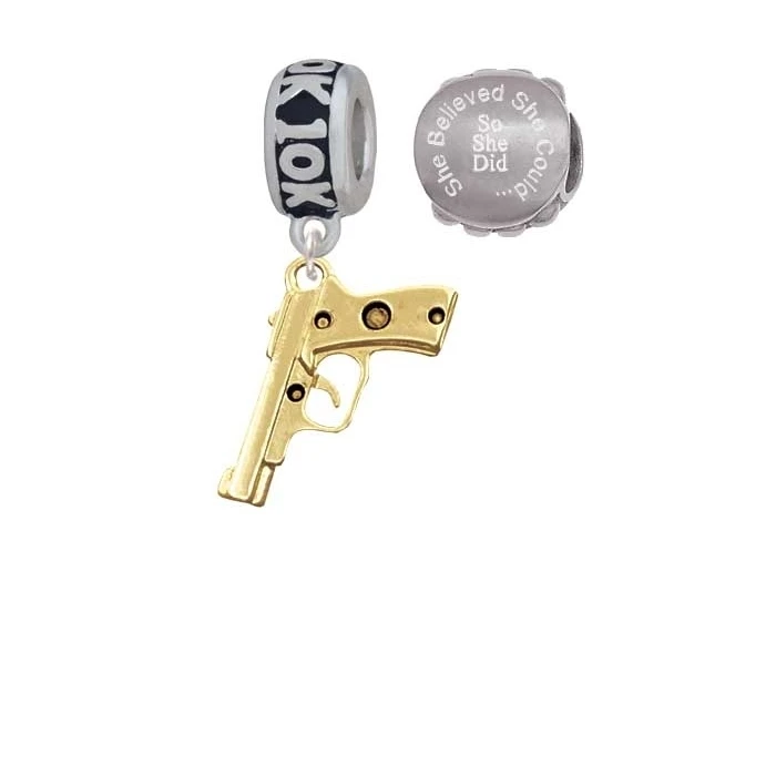 Goldtone 9 мм пистолет 10 K Run она считала что может очаровать бусы (набор из 2)| |