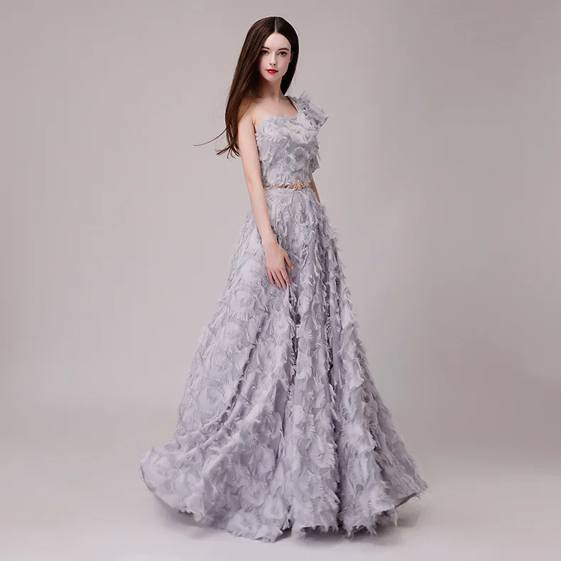 Женское вечернее платье Vivian's Bridal 3d Кружевная аппликация на одно плечо с