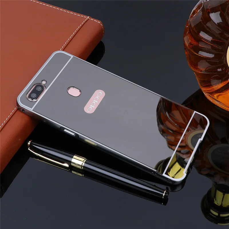 

Oppo Real Me 2 Pro A7X AX5 Mirror Case Plating Metal Frame with Back Cover Case for Oppo Realme 2 Pro RMX1801 RMX1807 C1 A77