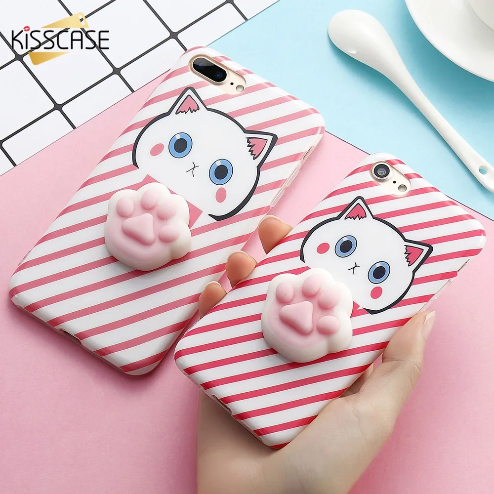 Чехол KISSCASE с объемным рисунком кота для iPhone 8 7 6s 6 Plus 5S 5 забавная кукла снятие