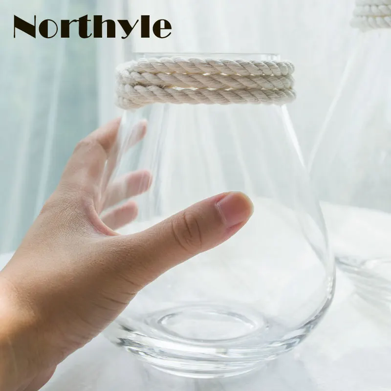 

VS127835 rope theme glass flower vase flower bottle home decoration tabletop Terrarium wedding decoration