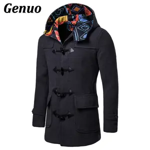 Зимняя высококачественная Мужская шерстяная куртка с пуговицами, модная мужская ветровка с цветными блоками, Peacoat для мужчин