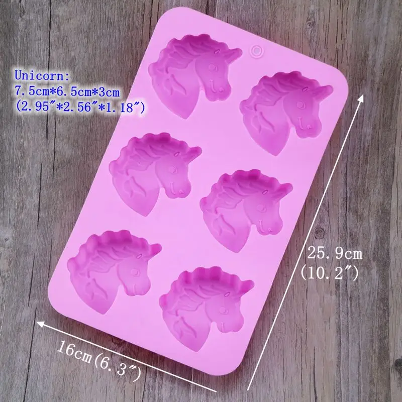 family cake decorating 6 hole unicorn silicone nonstick mold baking design cute horse bakeware free shipping | Дом и сад
