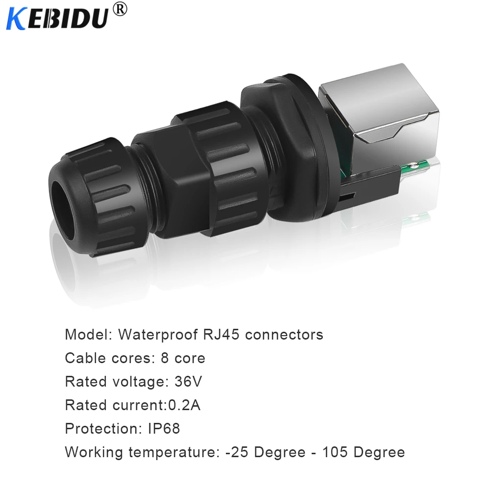 KEBIDU RJ45 CAT5 CAT6 розетка панель крепление IP68 Водонепроницаемые провода Разъемы
