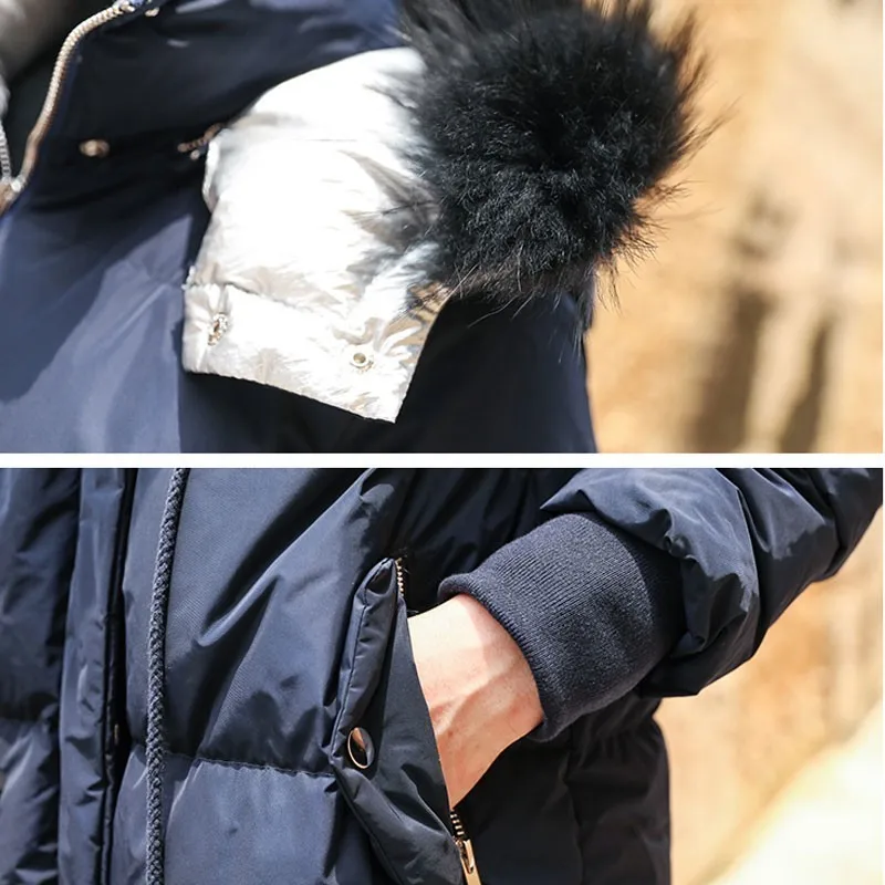 Duck Down Jacket Women Winter 2018 Outerwear Coats Europe street stand collar Hooded Female Long Casual Warm Parka branded HJ56