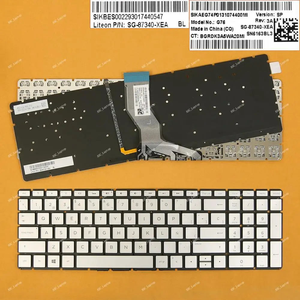 Новая SP испанская клавиатура Teclado для ноутбука HP Pavilion 15 cc000 cd000 ck000 Серебристая с