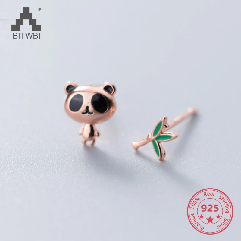 

Hot 100% 925 Sterling Silver Minimalism Simple Fashion Panda Bamboo Stud Earring Fashion Jewelry for Womem