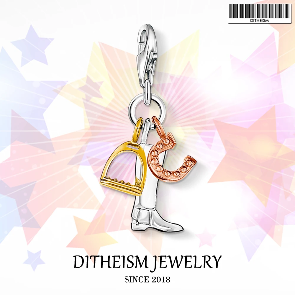 Boot Stirrup & Horseshoe Charms 2018 модные ювелирные изделия из стерлингового серебра 925 пробы