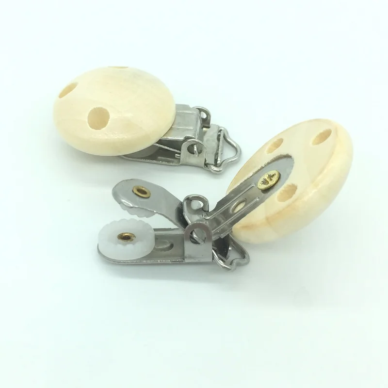 2 Pcs Metal Wooden Baby Pacifier Clip Holders Cute Infant Soother Clasps Accessories DIY Tool | Мать и ребенок