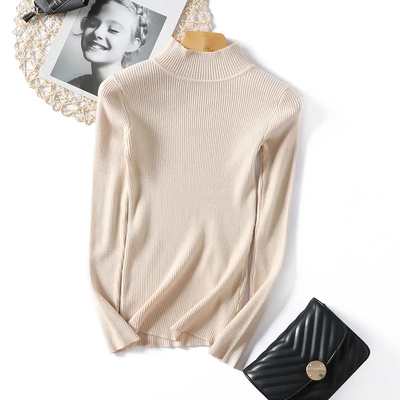 MYDC Autumn Winter Women Pullovers Sweater Knitted Elasticity Casual Jumper Fashion Slim Turtleneck Warm Female Sweaters | Женская