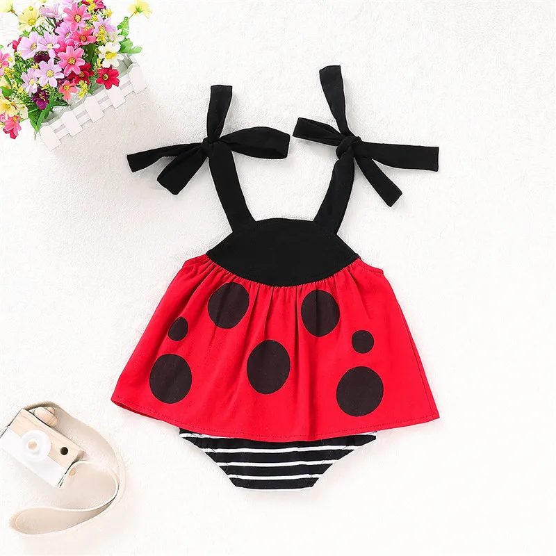 2019 New Newborn Baby Girl Infant Fashion Cute Beetle Romper Jumpsuit Playsuit Cotton Summer Clothes 0-24M | Детская одежда и