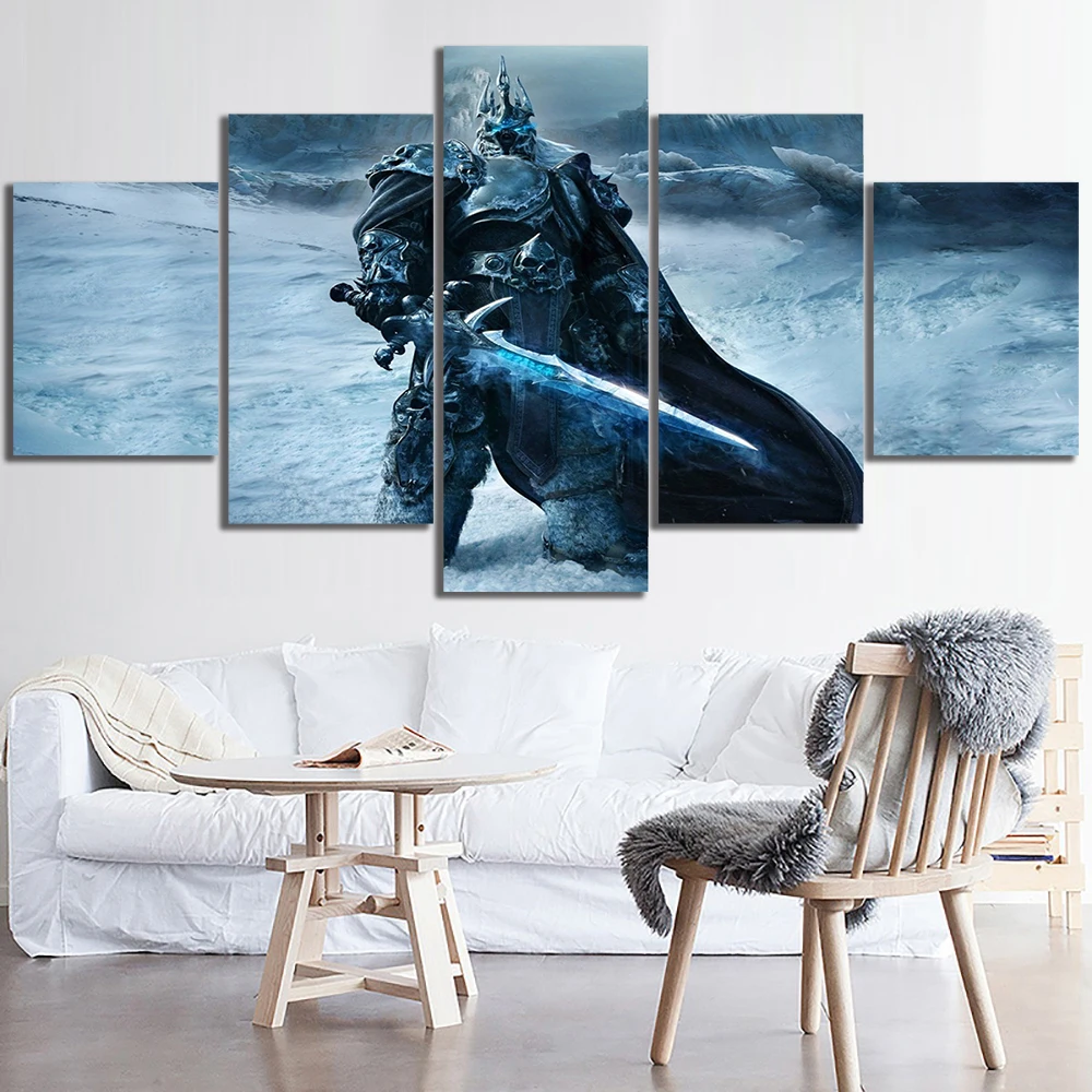 

5 Piece Video Game WOW Warcraft DOTA 2 Painting Poster Decorative Mural Art Room Wall Decor Canvas painting wholesale