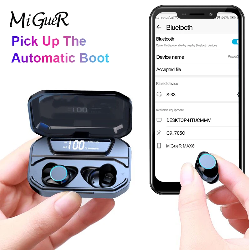 G02 TWS 9D стерео беспроводные наушники Bluetooth 5 0 + HiFi IPX7 водонепроницаемые с