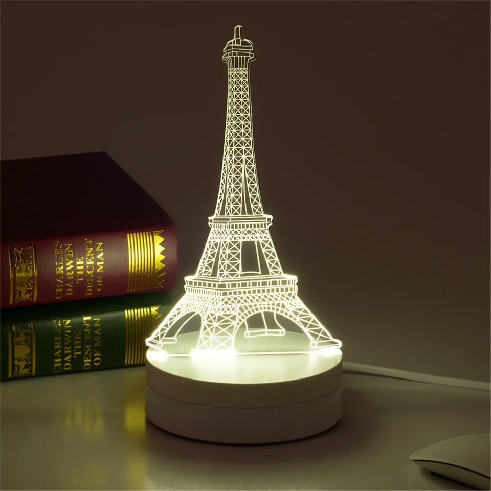 3D effiel башня USB светодиодный ночник настольная лампа usb светильник luz де noche