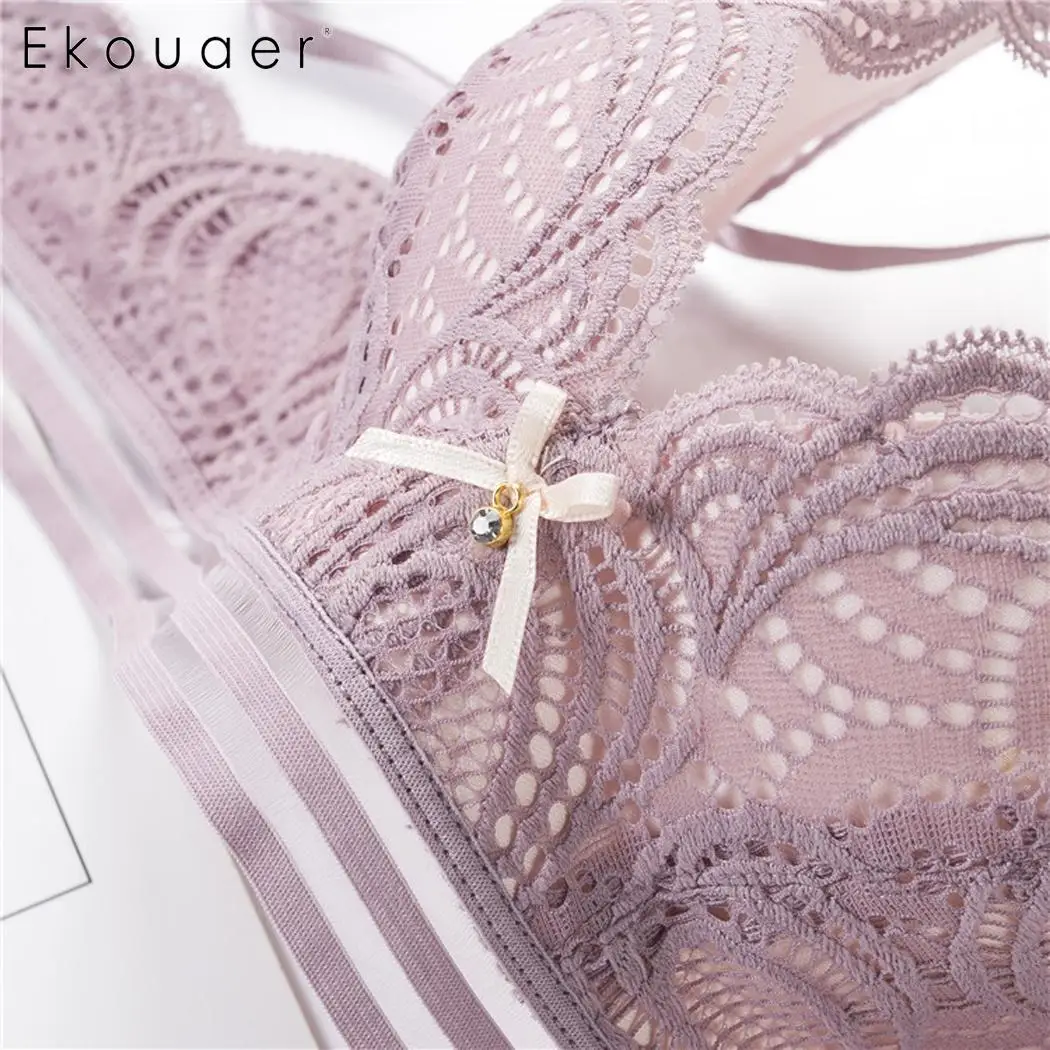 Женский кружевной бюстгальтер Ekouaer комплект нижнего белья с регулируемыми