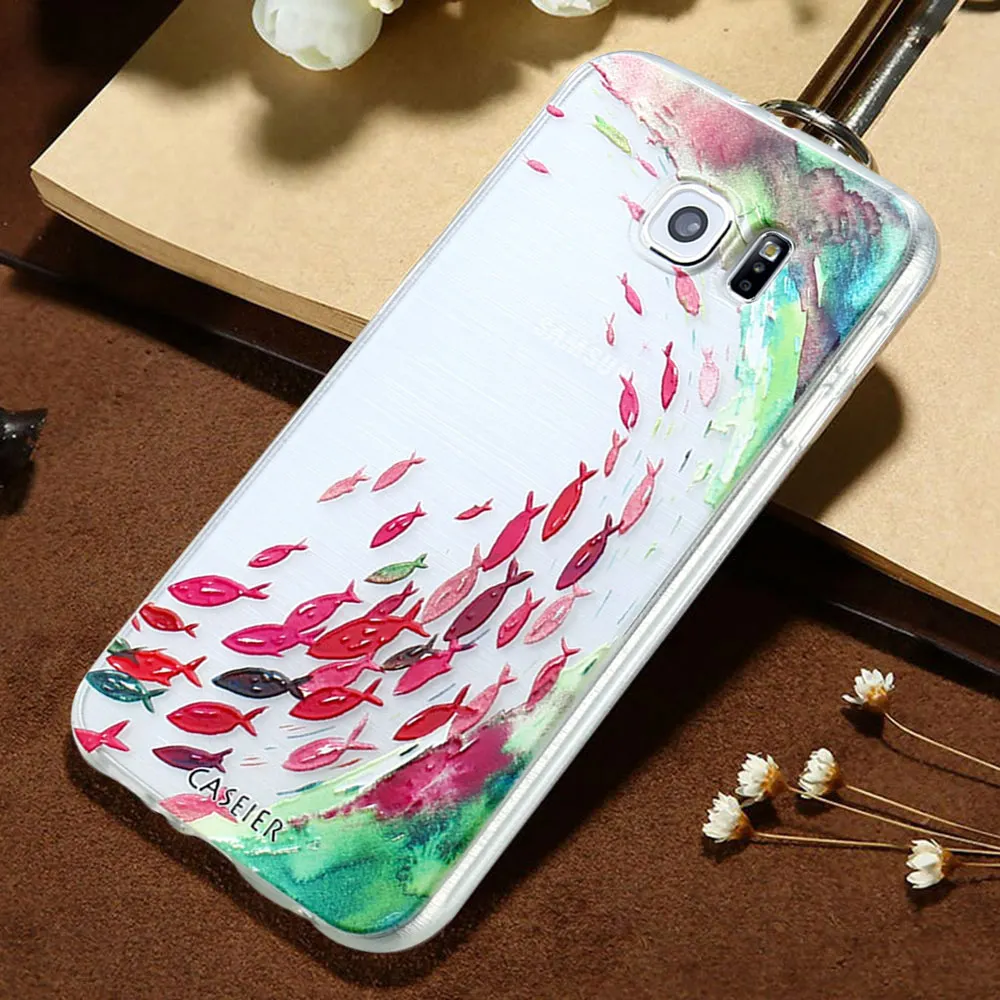 Чехол для телефона с милым узором кита CASEIER для Samsung S6 S7 Edge S8 Plus, мягкий силиконовый, крышки для Note 8.