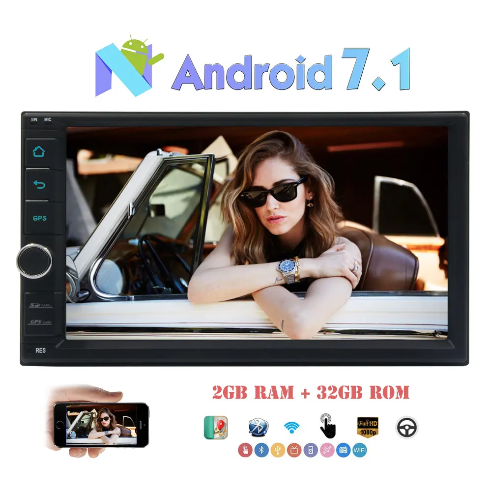 2 din android 7 1 2din универсальный автомобильный Радио Авто Doppio Lettore di Navigazione gps в тире ПК