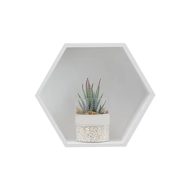Solid Wood Wall Shelf Creative Home Bathroom Hexagonal Storage Organizer Containers Without Decorations | Дом и сад