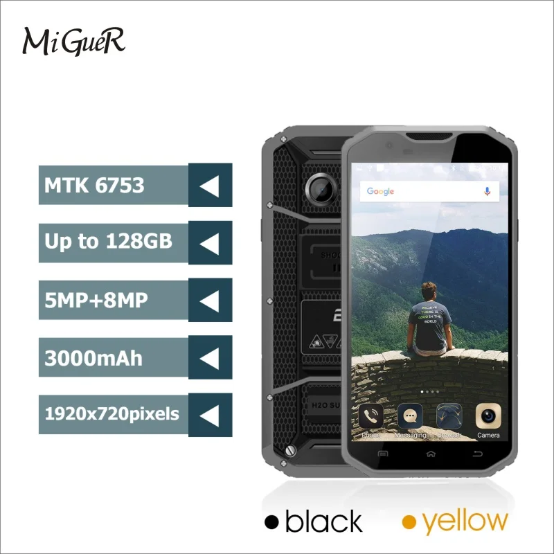E & L W8 4G LTE IP68 водонепроницаемый мобильный телефон 5 дюймов Android 7 0 MTK6735