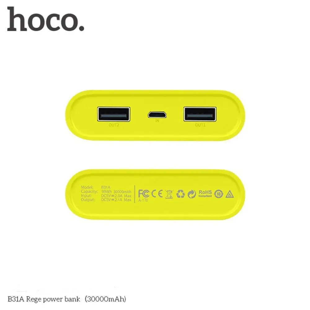 HOCO Power Bank 30000 мАч 18650 внешние аккумуляторы портативное зарядное устройство для