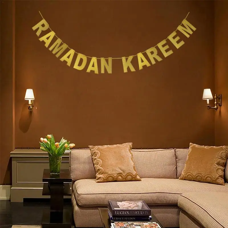 Золотые буквы Рамадан транспарант kareem Бантинг картон Вымпел флаги баннер