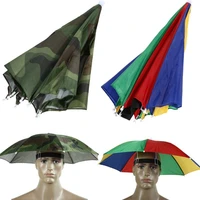 55cm foldable rain gear fishing hat headwear umbrella for fishing hiking beach cap head hat camping fish tackle pesca iscas tool