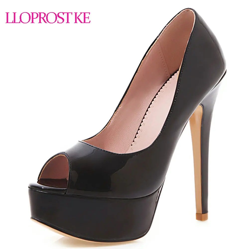 

Lloprost ke Women Pumps Fashion Women Shoes Spring/autumn Thin High Heel Platform Peep Toe Wedding Party Pumps Size 32-42 H217