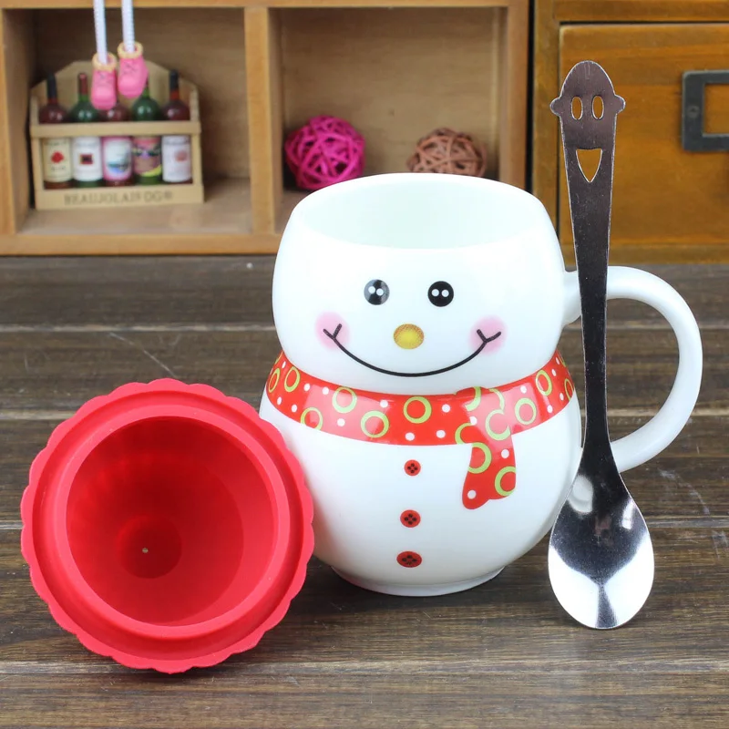 Крышка кофейной кружки с милым мультяшным 3d изображением снеговика совы Цветная