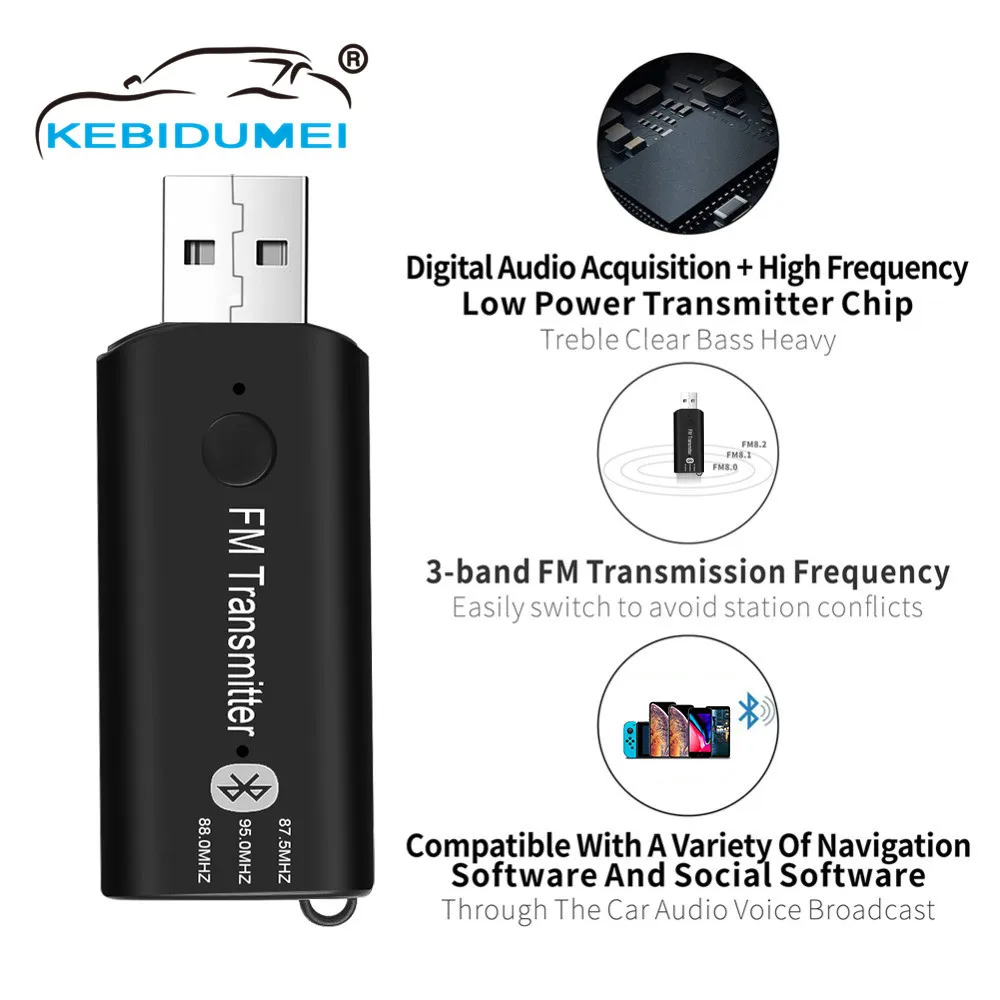 Автомобильный USB Bluetooth 5 0 fm-передатчик 3 мм беспроводной аудио приемник с
